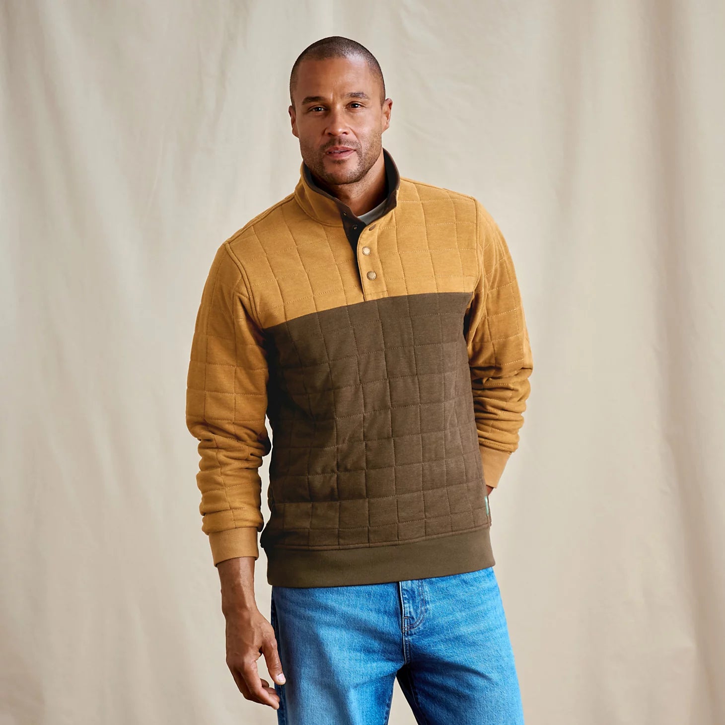 Orvis | Men's Battenkill Colorblock Quilted 1/4-Snap Sweatshirt