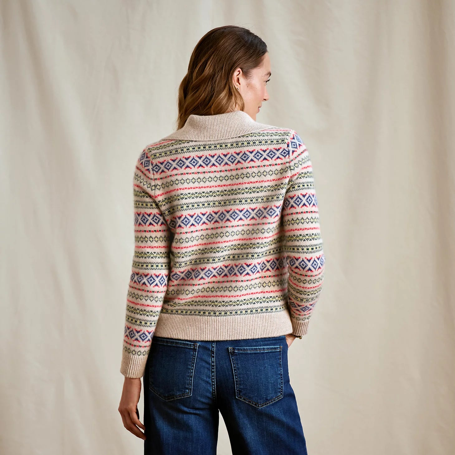 Orvis | Fair Isle Patterned Brushed Cashmere Cardigan