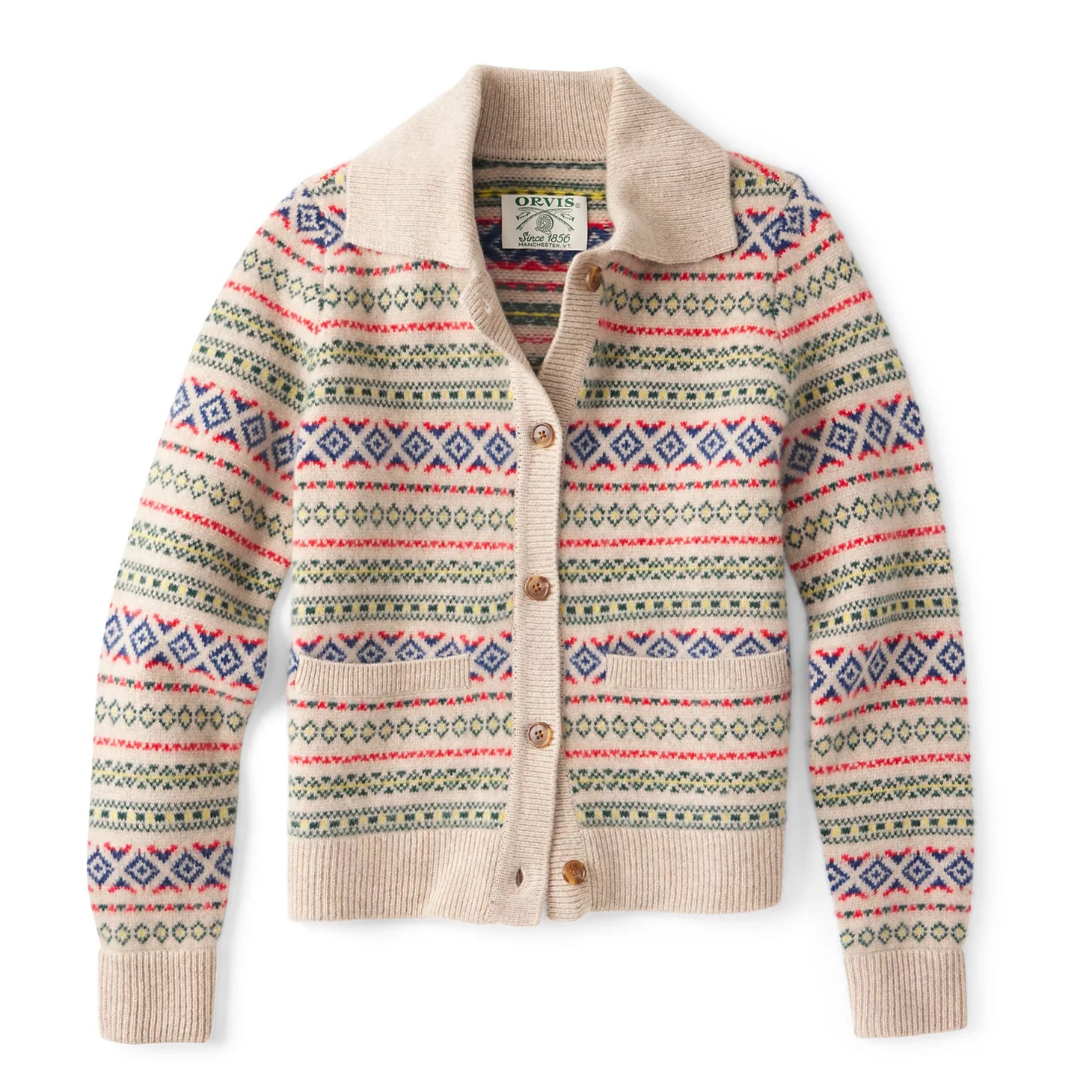 Orvis | Fair Isle Patterned Brushed Cashmere Cardigan