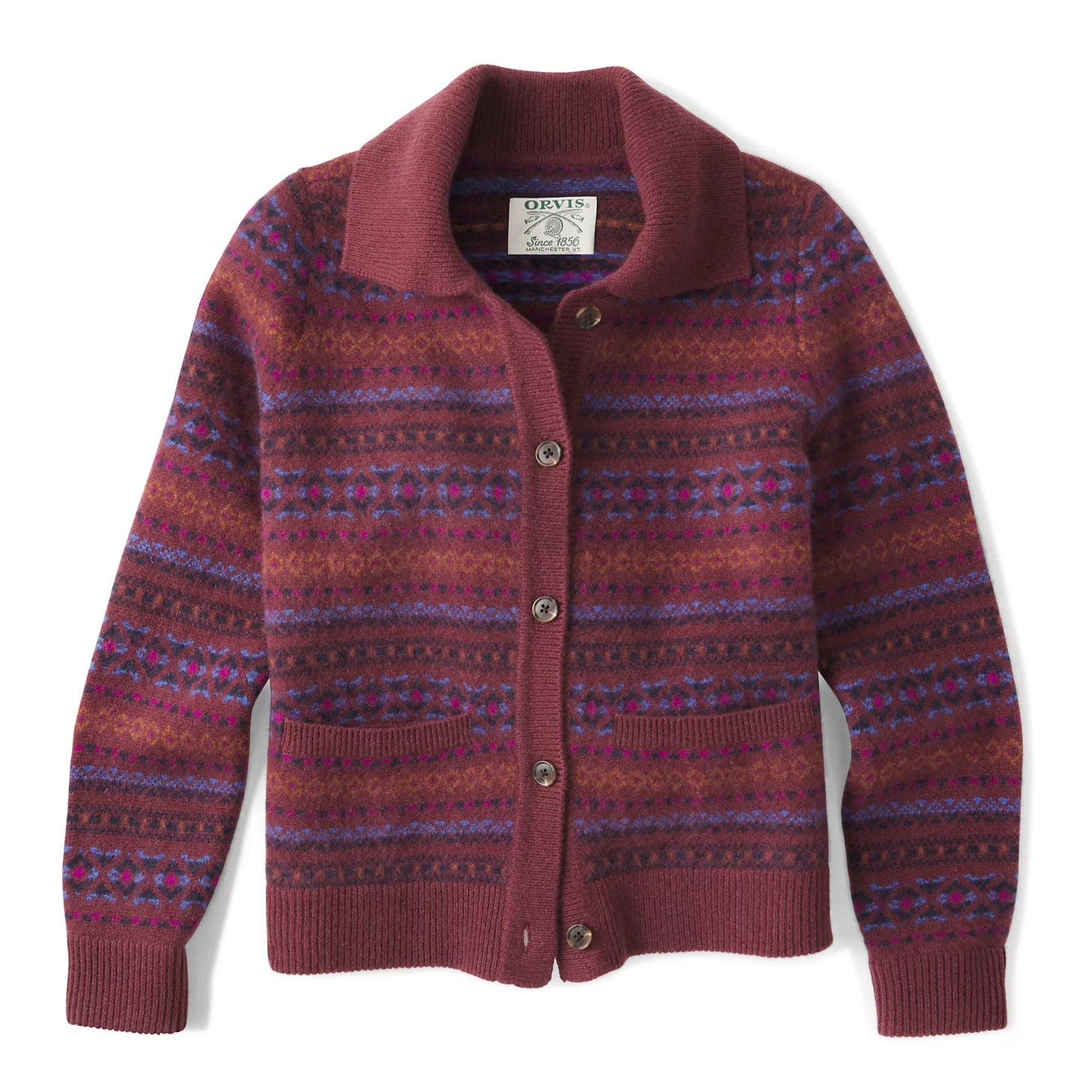 Orvis | Fair Isle Patterned Brushed Cashmere Cardigan